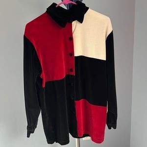 Erika Collection Vintage Color Block Button Up Shirt Size M